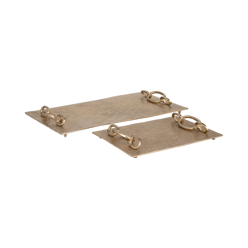 S/2 14/21" Rada Gold Link Trays