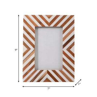 Resin,4X6 Herringbone Lines Phto Frame,White/Wood