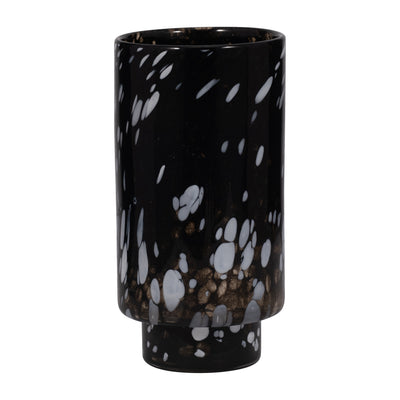 13" Hennie Large Black & White Glass Vase