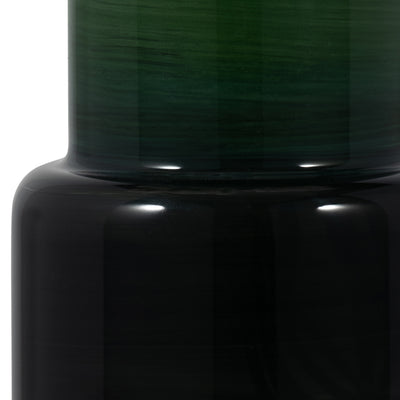 GLASS, 15" MODERN CYLINDER VASE, GREEN