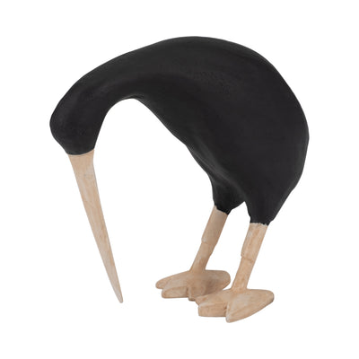 Wood, 7" Kiwi Bird W/ Natural Legs, Black