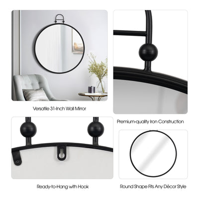 Metal, 31" Mirror Metal Hoop, Black Wb