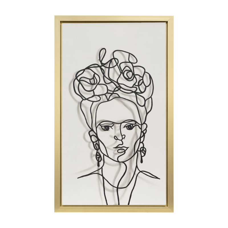 36X59, HAND PAINTED FRIDA ILLUSION, WHT/BLK