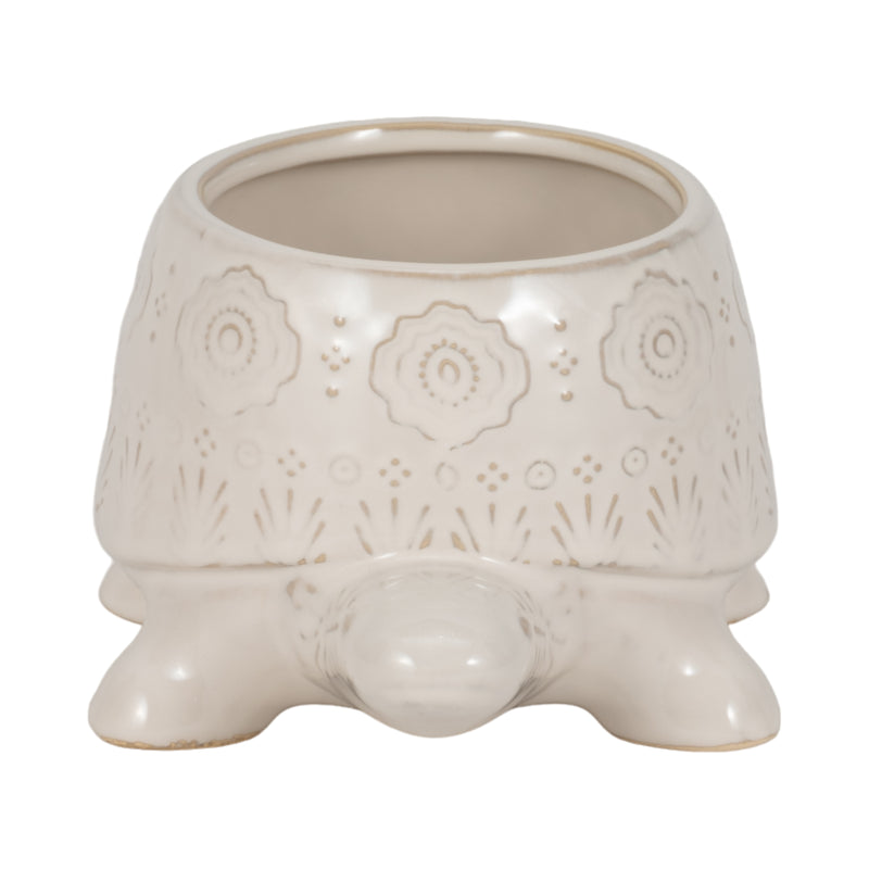 7" Turtle Planter, White