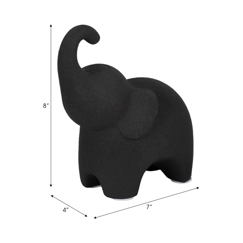 8" Elephant With Rough Texture, Black