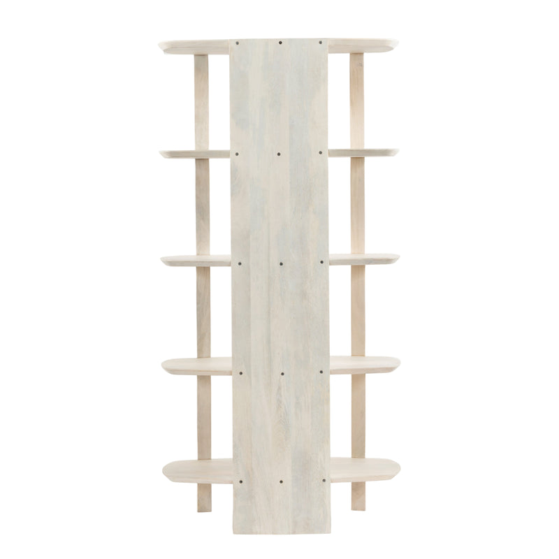 71" Catalina  Fluted Wood Etagere, Cream