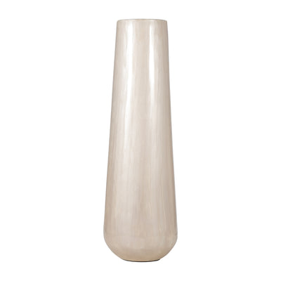 METAL 24"H ALABASTRON VASE, PEARL WHITE