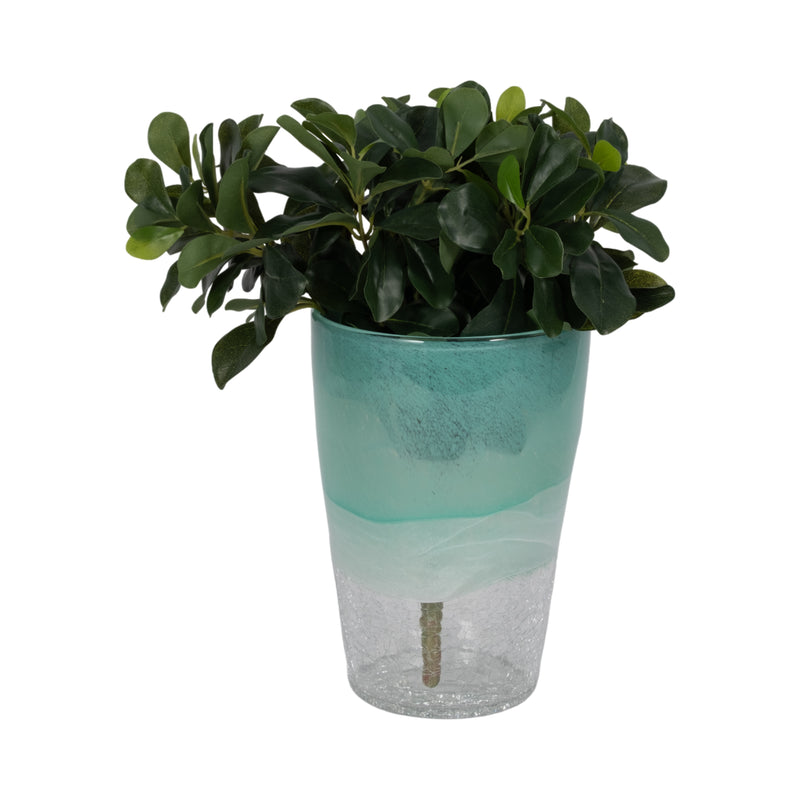 9" Fluted Glass Vase, Aqua Haze