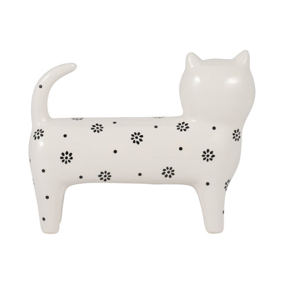 Cer, 7" Daisies Cat, White