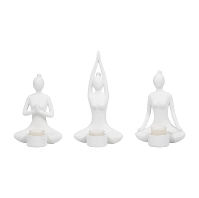 S/3 9" Resin Candle Holder,white