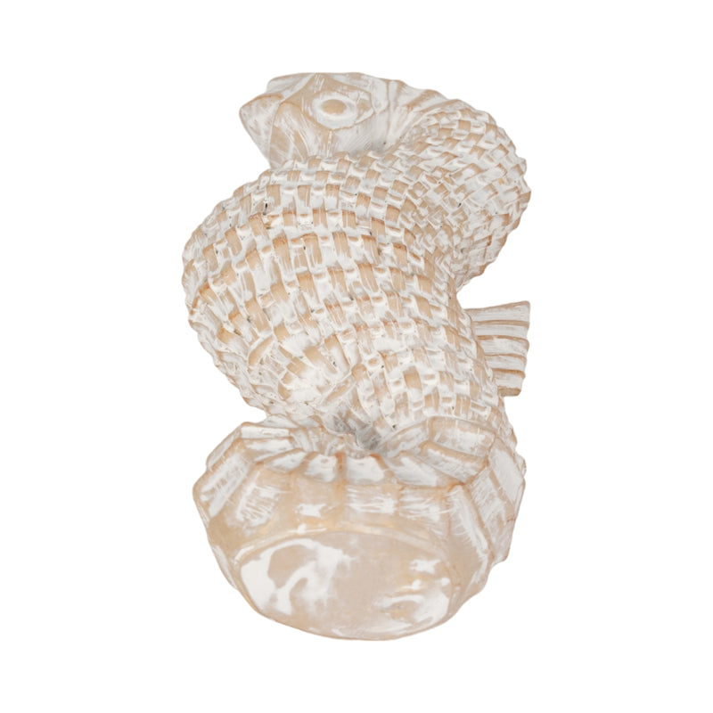 12" Resin Wicker Seahorse, White