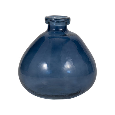 GLASS, 8" BALLOON VASE, BLUE