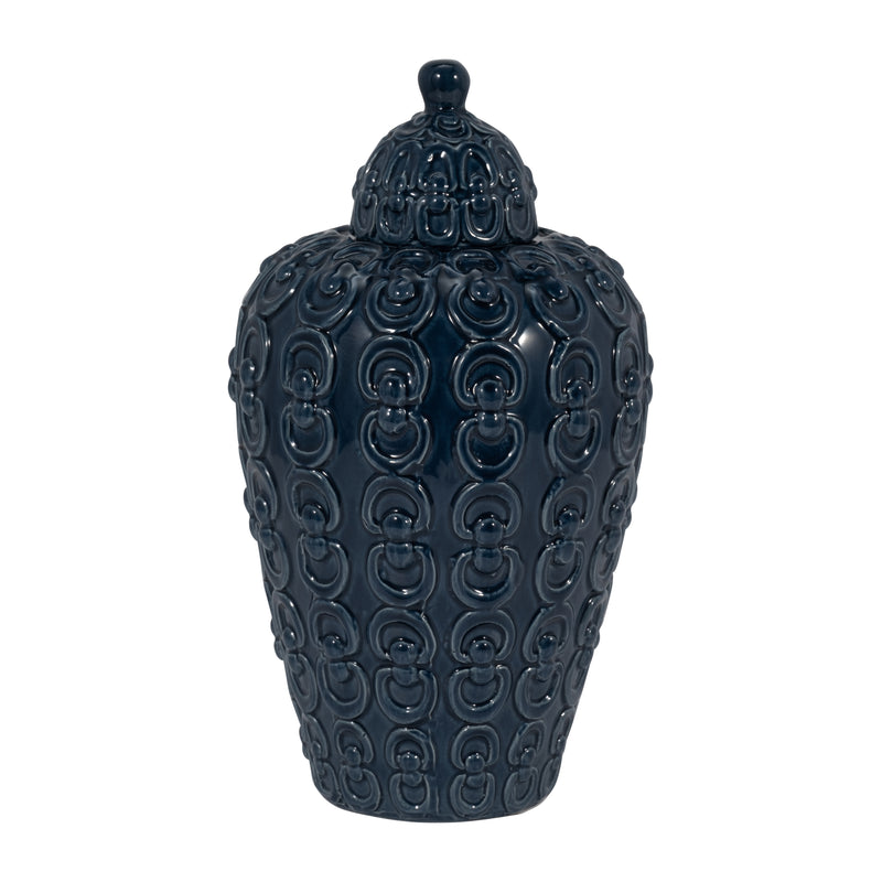 CER, 12" CHAIN TEXTURE JAR, NAVY