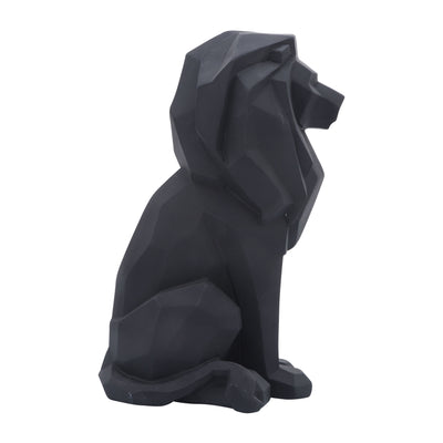 RESIN 11"H SITTING LION, BLACK