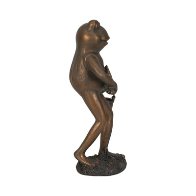 11" Gardening Frog, Bronze