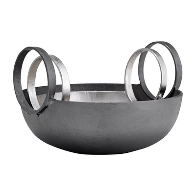 METAL, S/2, 7/8" BOWL WITH HANDLES, SLVR/GUNMETAL