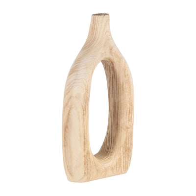 WOOD, 14"H CUT-OUT VASE, NATURAL