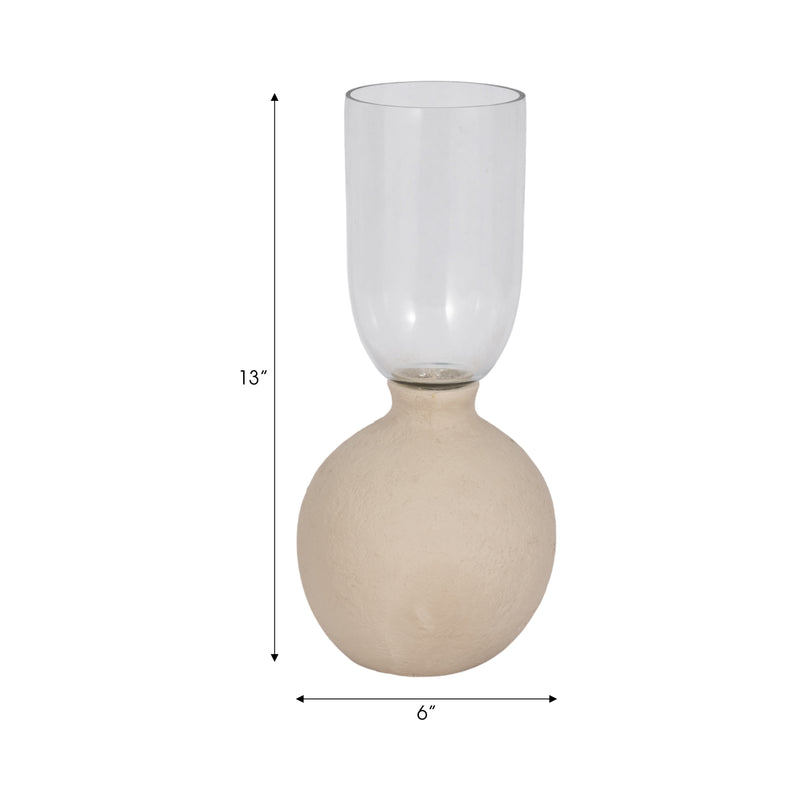 Ecomix/glass, 13" Vase, Ivory