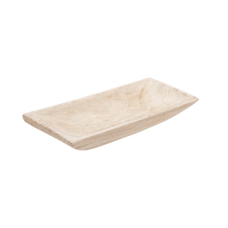 S/2, 15/20" WOOD RECTANGULAR TRAY, WHITE