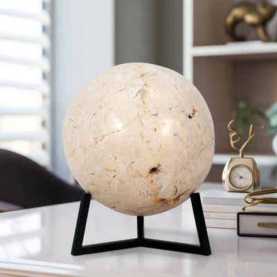 Stone, 9" Moon On Stand, Ivory