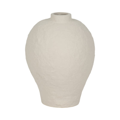 8" Curved Rough Vase, Cream White