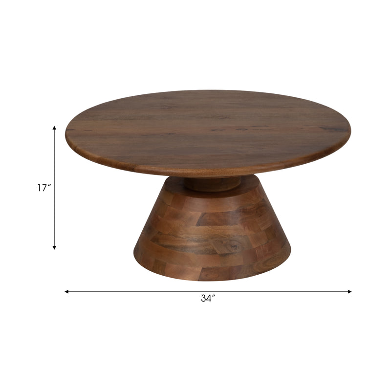 34" Tapered Wood Coffee Table, Natural