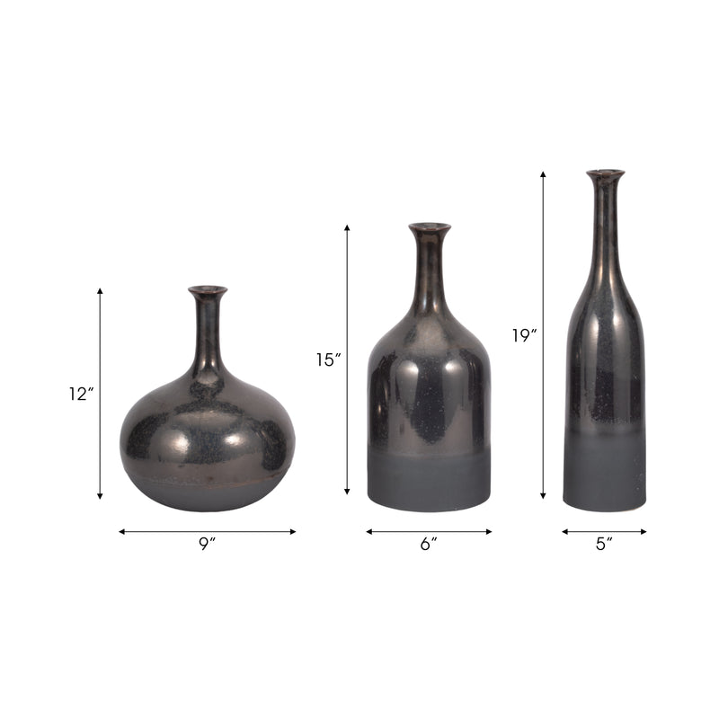 S/3 12/15/18" Padmini Ceramic Vases