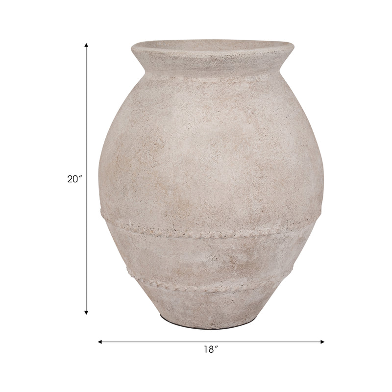 Terracotta, 20" Traditional Jug Vase, Ivory