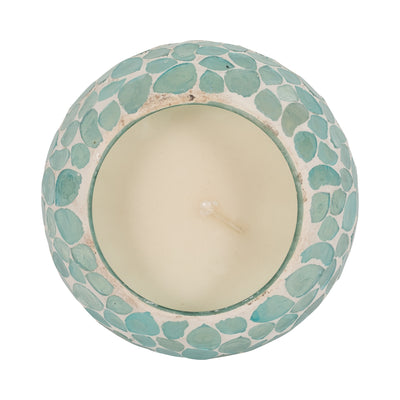 Glass, 5" 19 Oz Mosaic Scented Candle, Light Blue