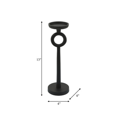 13"H METAL CANDLE HOLDER, BLACK