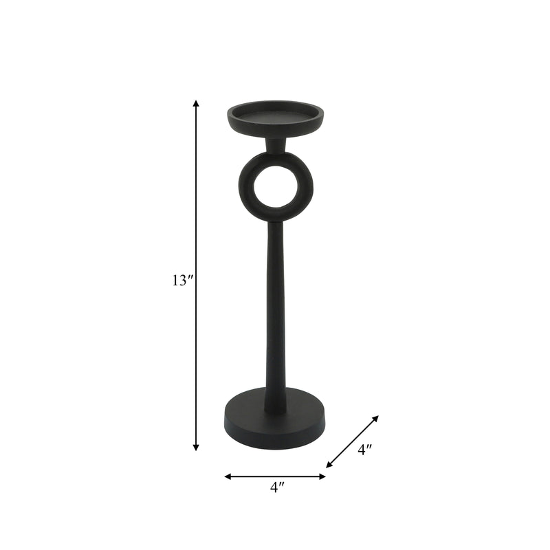 13"H METAL CANDLE HOLDER, BLACK