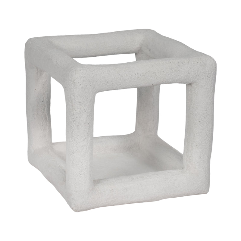 10" Textured Open Square Object, White