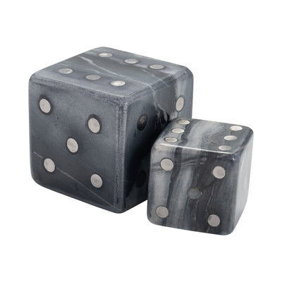 S/2 3/4" Mistry Grey Marble Dice