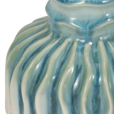 9" Coastal Ribbed Bud Vase Reactive Finish, Blue