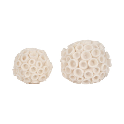 6" Round Coral Orb, Ivory