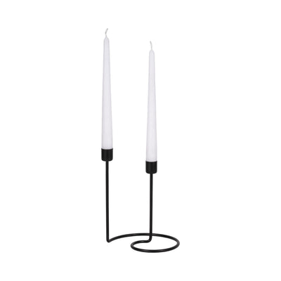 METAL, 8" SWIRLY 2-TAPER CANDLEHOLDER, BLACK