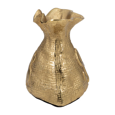 Metal, 8" Money Bag, Gold