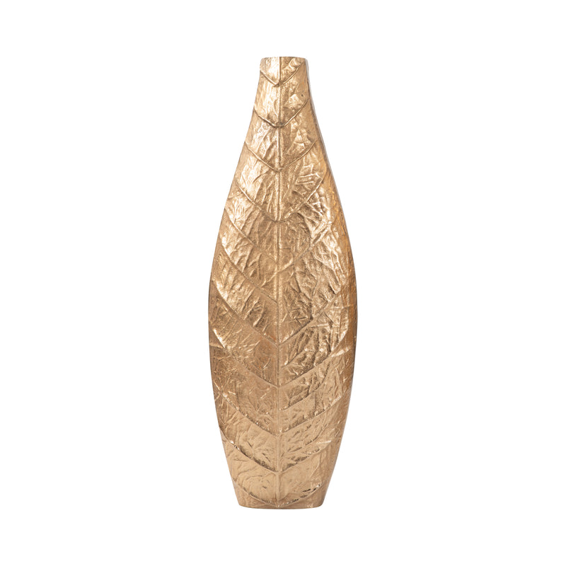 24" Craighton Small  Metal Leaf Vase, Gold