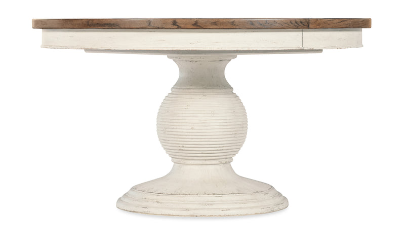 Americana Round Pedestal Dining Table with 1-22in Leaf