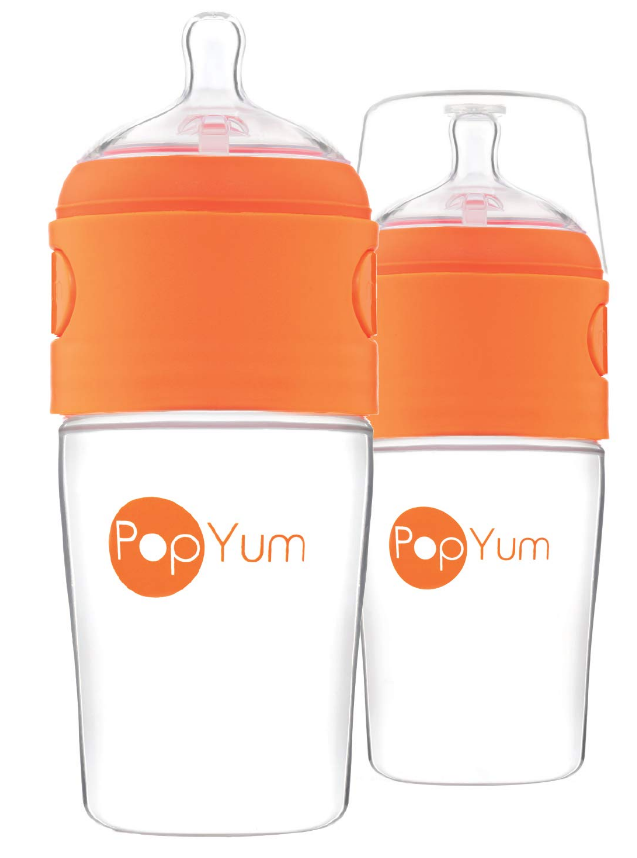 Pop Yum 2 PCS Pack Baby Feeding Bottle - 260 ml - Orange