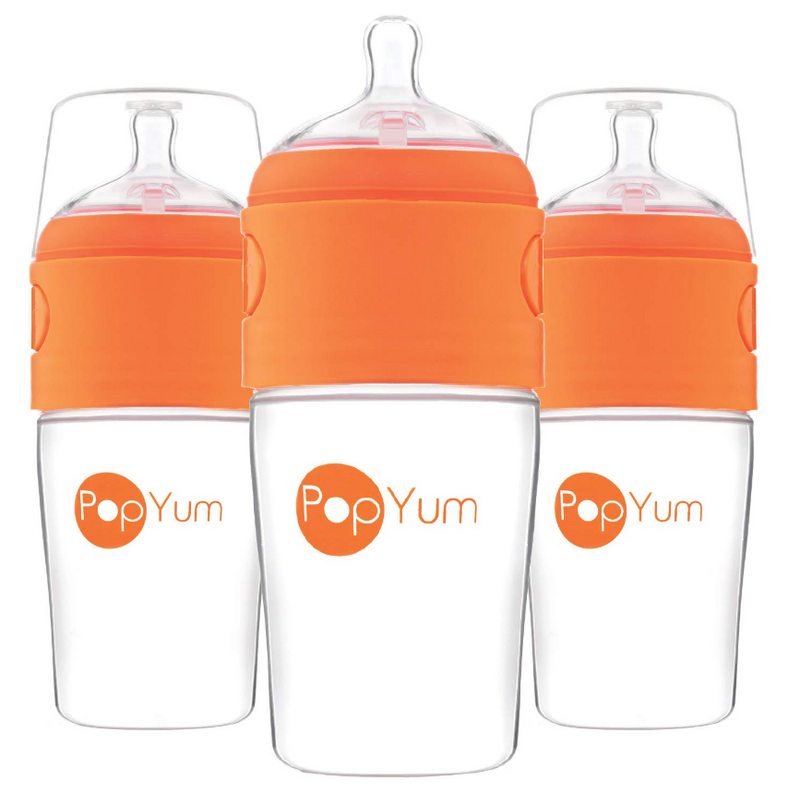 Pop Yum 3 PCS Pack Baby Feeding Bottle - 260 ml - Orange