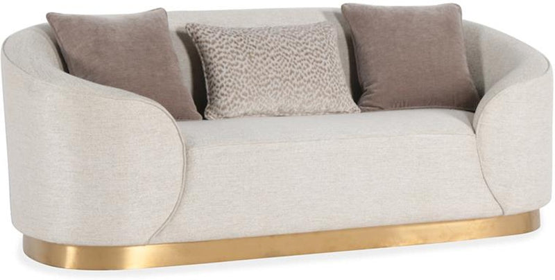 Wood Frame Upholstered Beige Loveseat KD