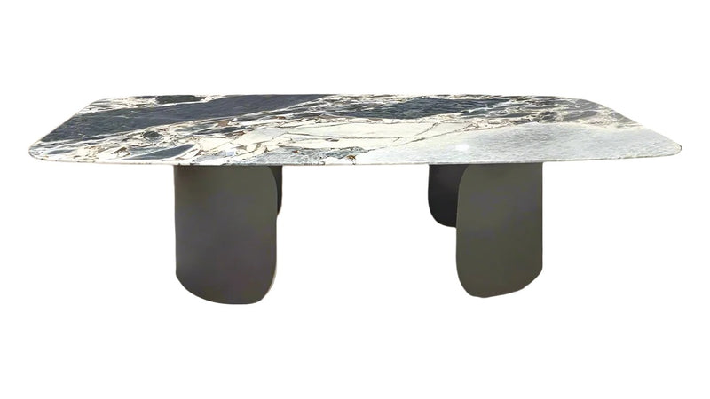 Twirl Black Marble Dining Table with free ROSE WALL DÉCOR Gift