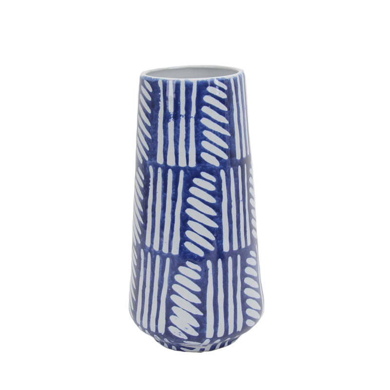 BLUE/WHITE PAINTED GLAZE VASE 12.25" (6608453337184)