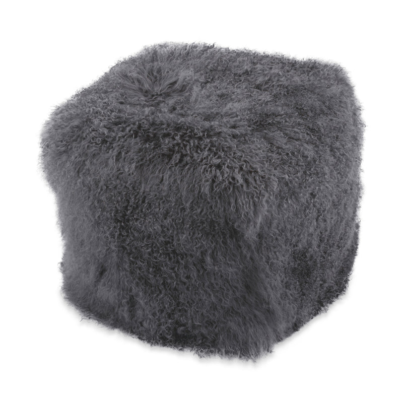 Lamb Fur Pouf Smoke