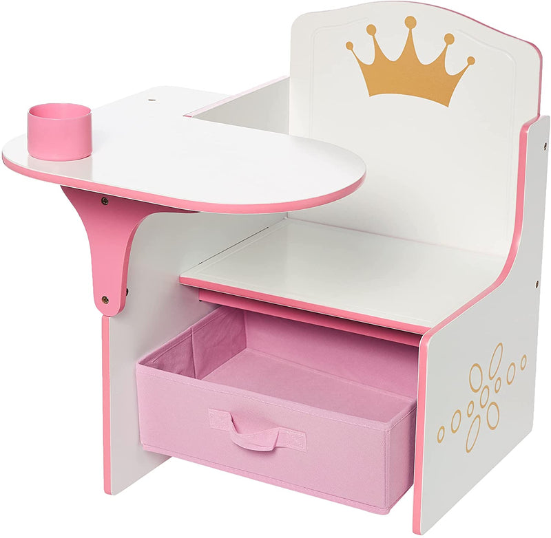 Princess Crown Chair Desk with Storage Bin (6604689178720)