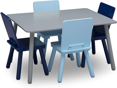 Table and 4 Chair Set Grey/Blue (6604688818272)