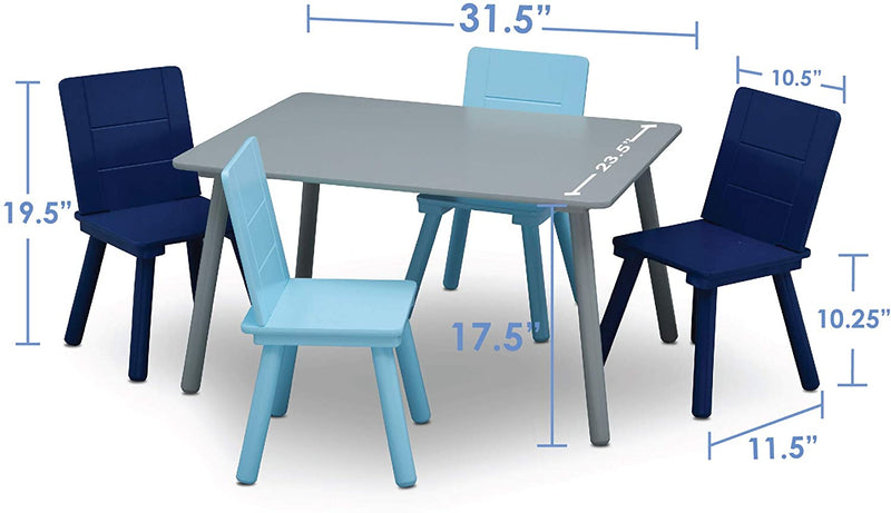 Table and 4 Chair Set Grey/Blue (6604688818272)