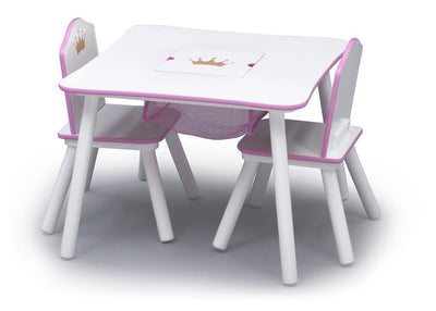 Princess Crown Kids Chair Set and Table, White/Pink (6604689080416)