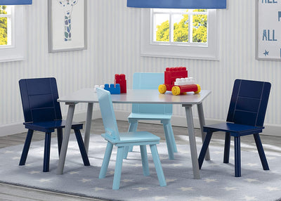 Table and 4 Chair Set Grey/Blue (6604688818272)